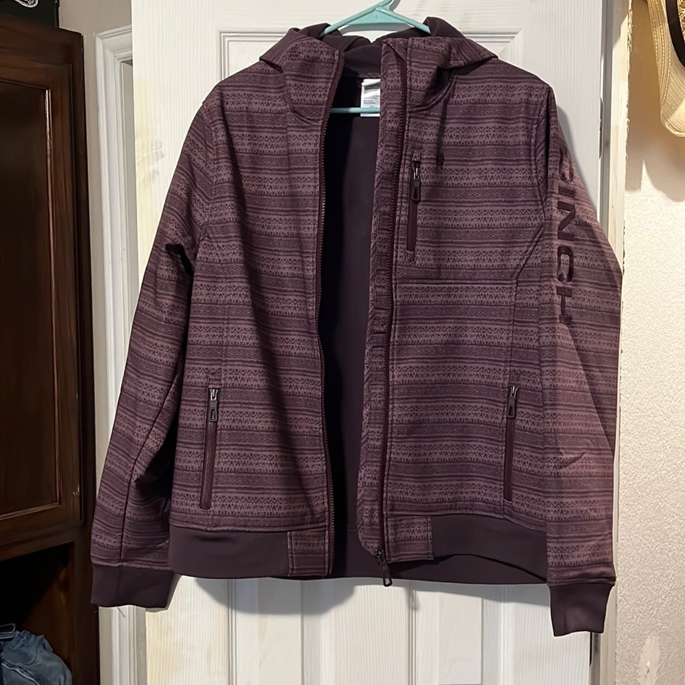 Cinch Ladies Logo Bonded Purple Striped Hooded Jacket